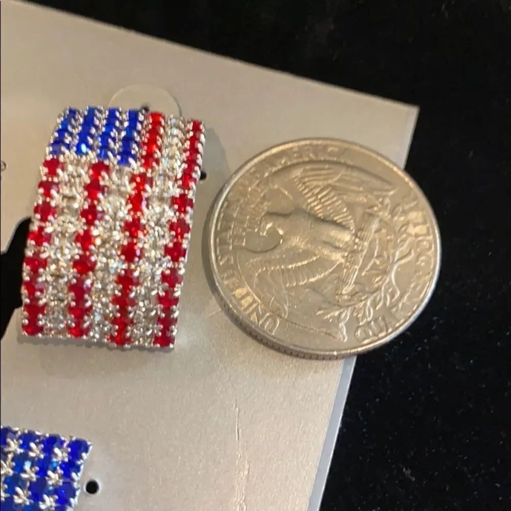 🇺🇸Red Crystal Blue America USA Rhinestone … - Picture 6 of 9
